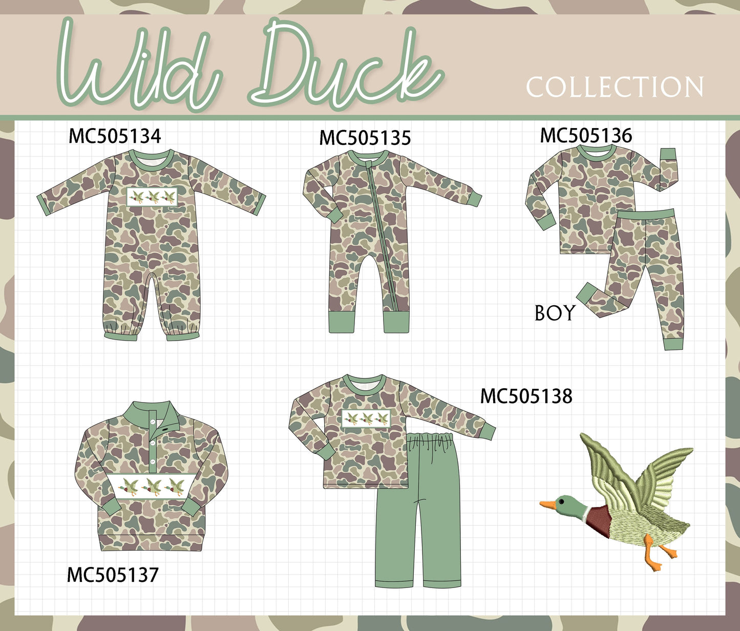 PO56 Mallard embroidery camouflage collection ETA SEP