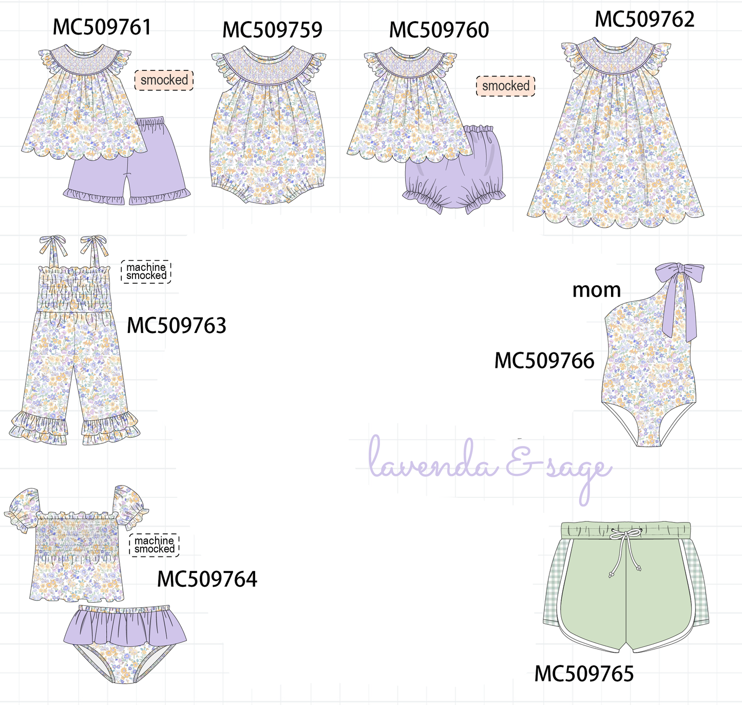 PO68 Purple floral smocked collection 1 ETA MARCH