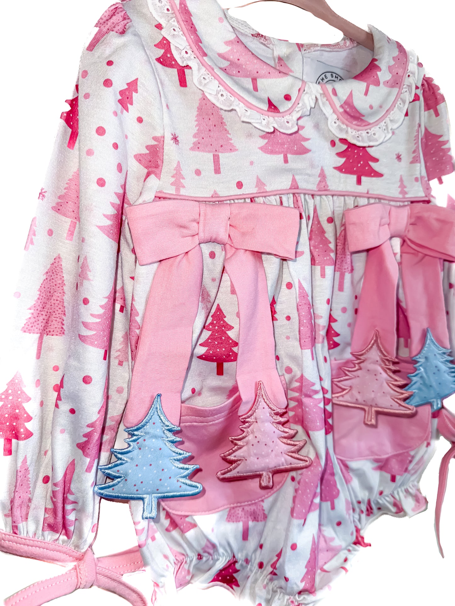 Pink & Blue Appliqué Christmas Trees Bubble