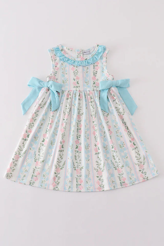 Spring Flowers Ruffle Bow Dress