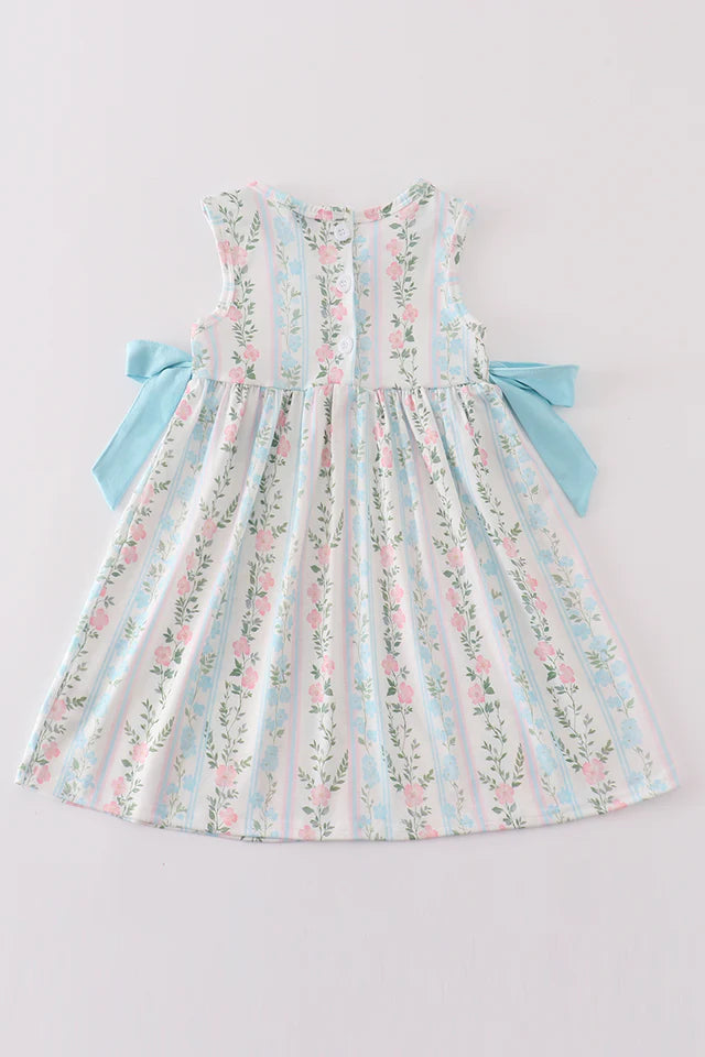 Spring Flowers Ruffle Bow Dress