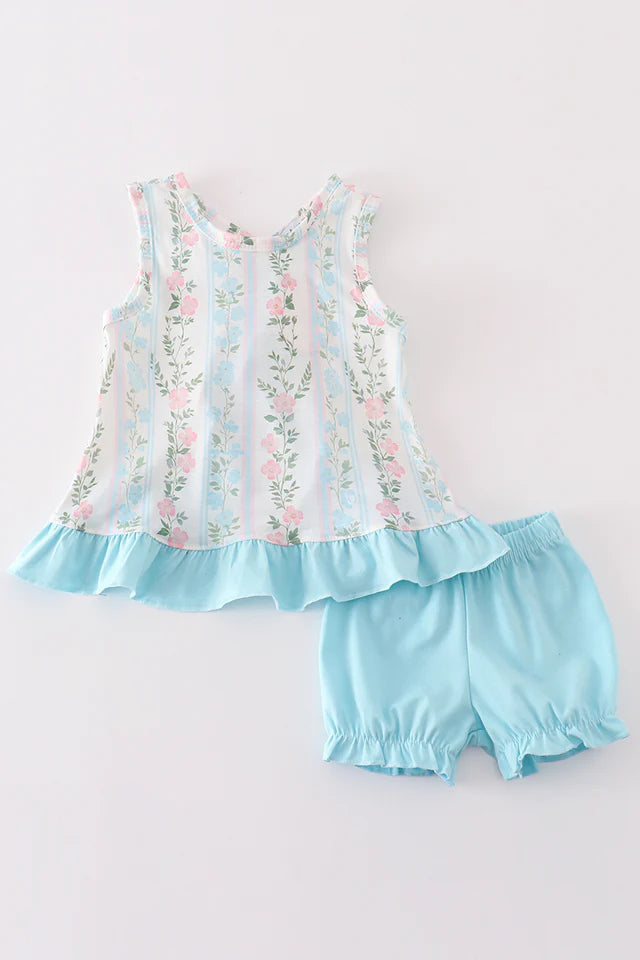 Spring Flowers Bow Back Bloomer Set