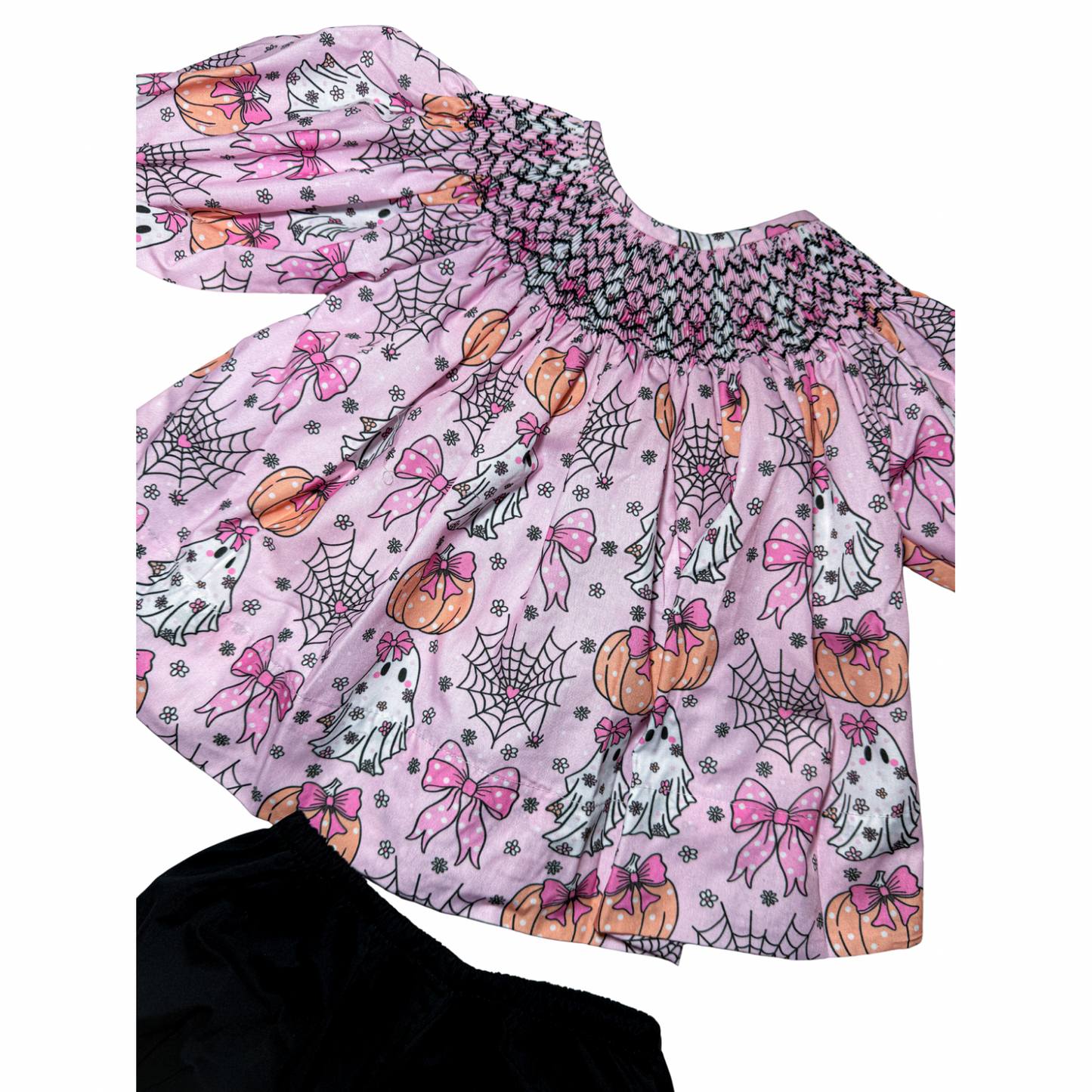 Girly Ghosts Bishop Smocked Bloomer Set