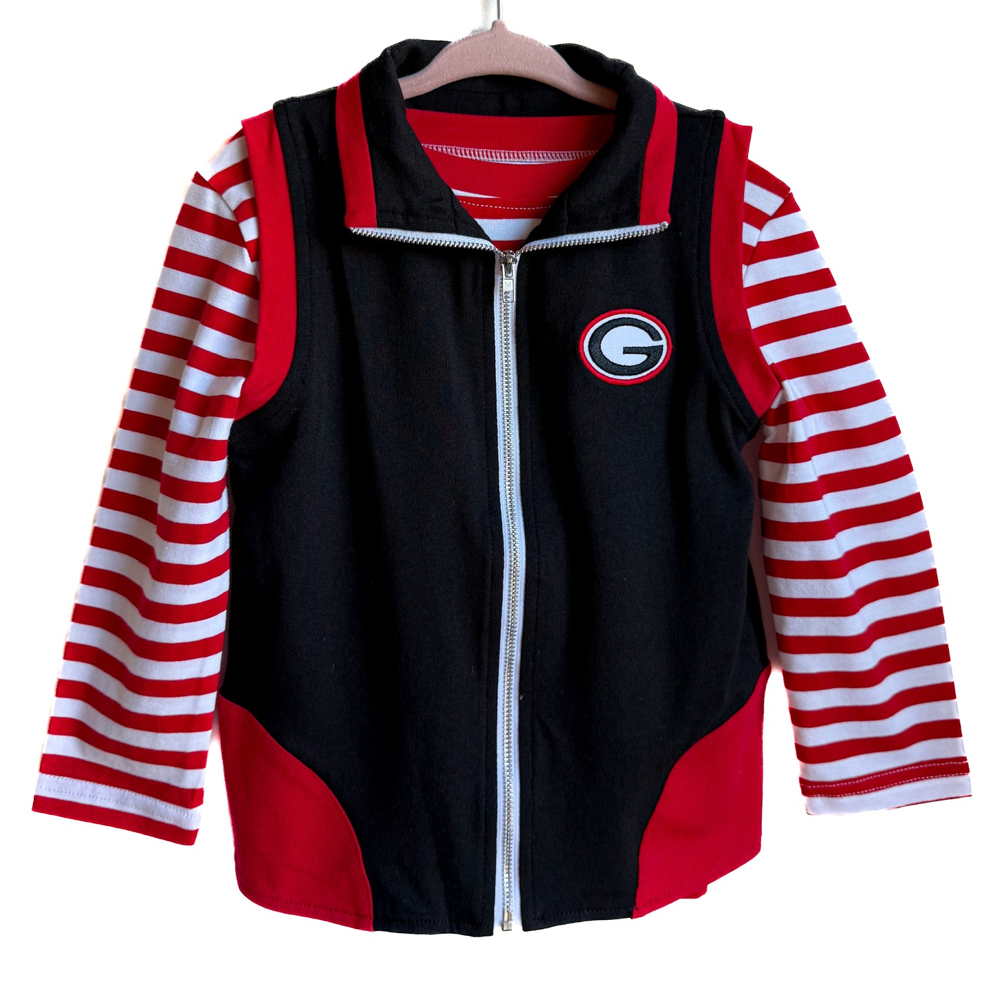 Striped Long Sleeve and “G” Vest