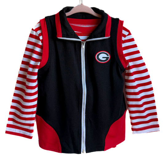 Striped Long Sleeve and “G” Vest
