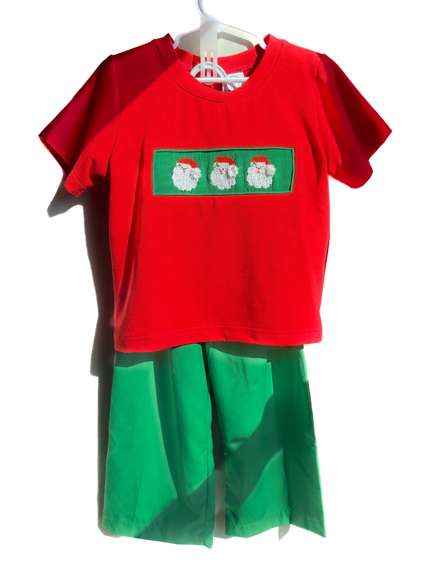 Boys Handsmocked Santa Pants Set