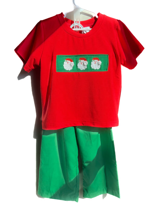 Boys Handsmocked Santa Pants Set