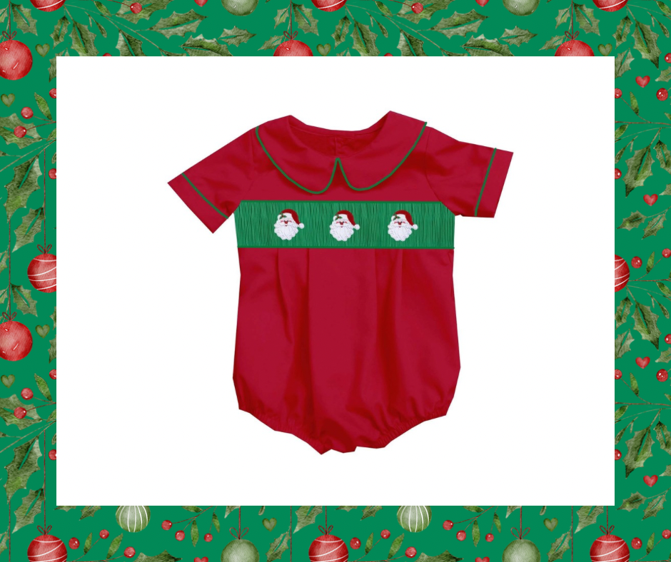 Boys Handsmocked Santa Bubble