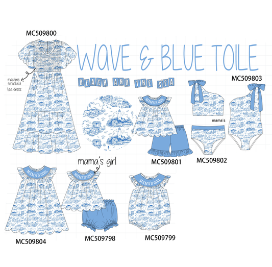 PO68 Blue beach sea mama's girl machine smocked collection ETA MARCH
