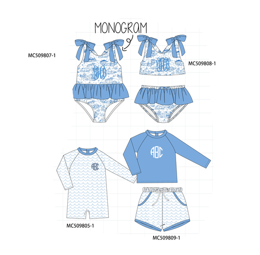 PO68 Blue beach sea monogram embroidery collection ETA MARCH