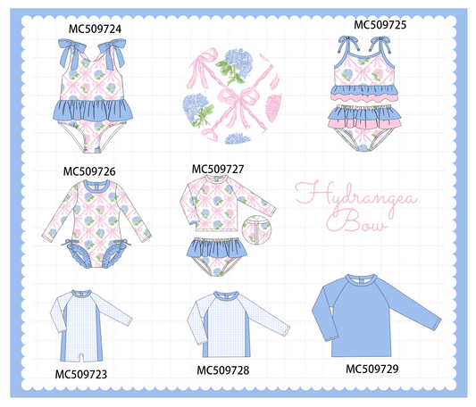 PO68 Blue bow floral print ruffle collection ETA MARCH