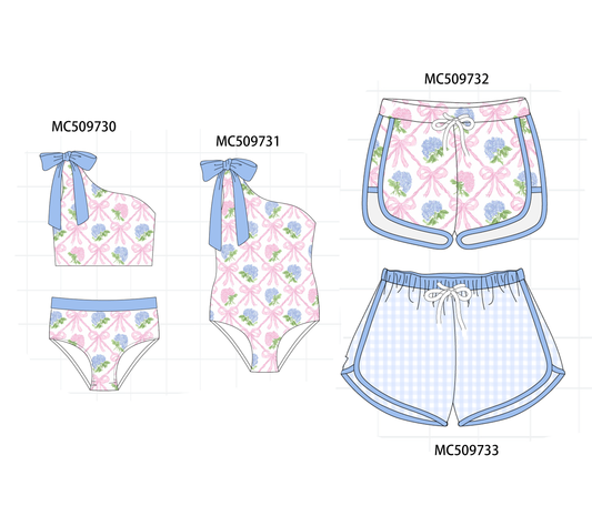 PO68 Blue bow floral print ruffle collection 2 ETA MARCH