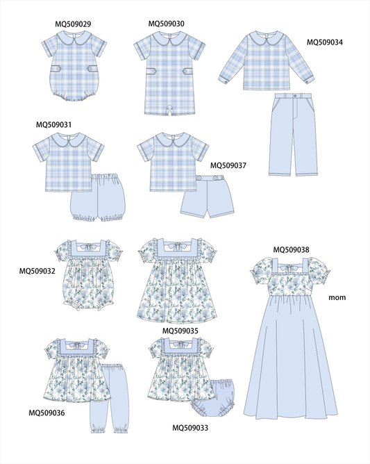 PO67 Blue floral print plaid collection ETA MARCH