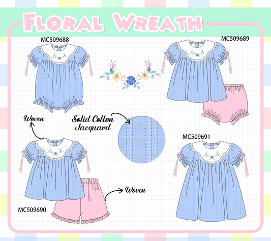 PO68 Blue floral wreath embroidery woven jacquard collection ETA MARCH