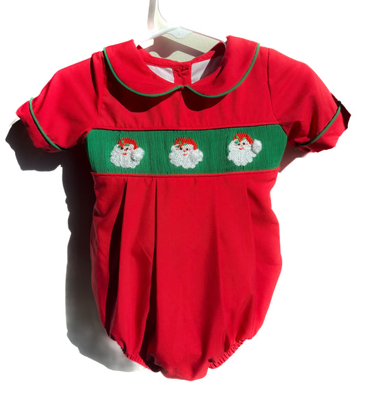 Boys Handsmocked Santa Bubble