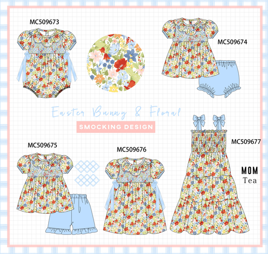 PO68 Easter bunny floral smocked ruffle collection ETA MARCH
