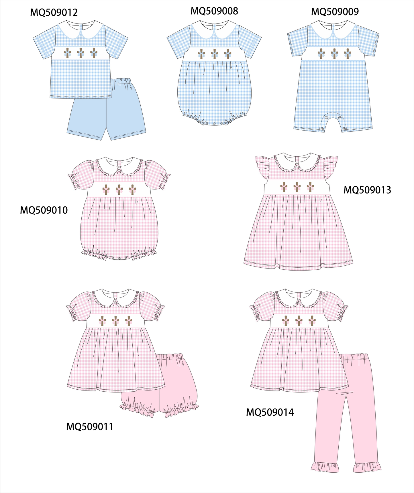 PO67 Easter cross embroidery gingham collection ETA MARCH