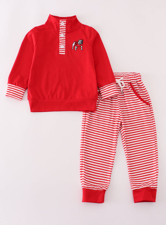 Red Stripe Dog Jogger Set