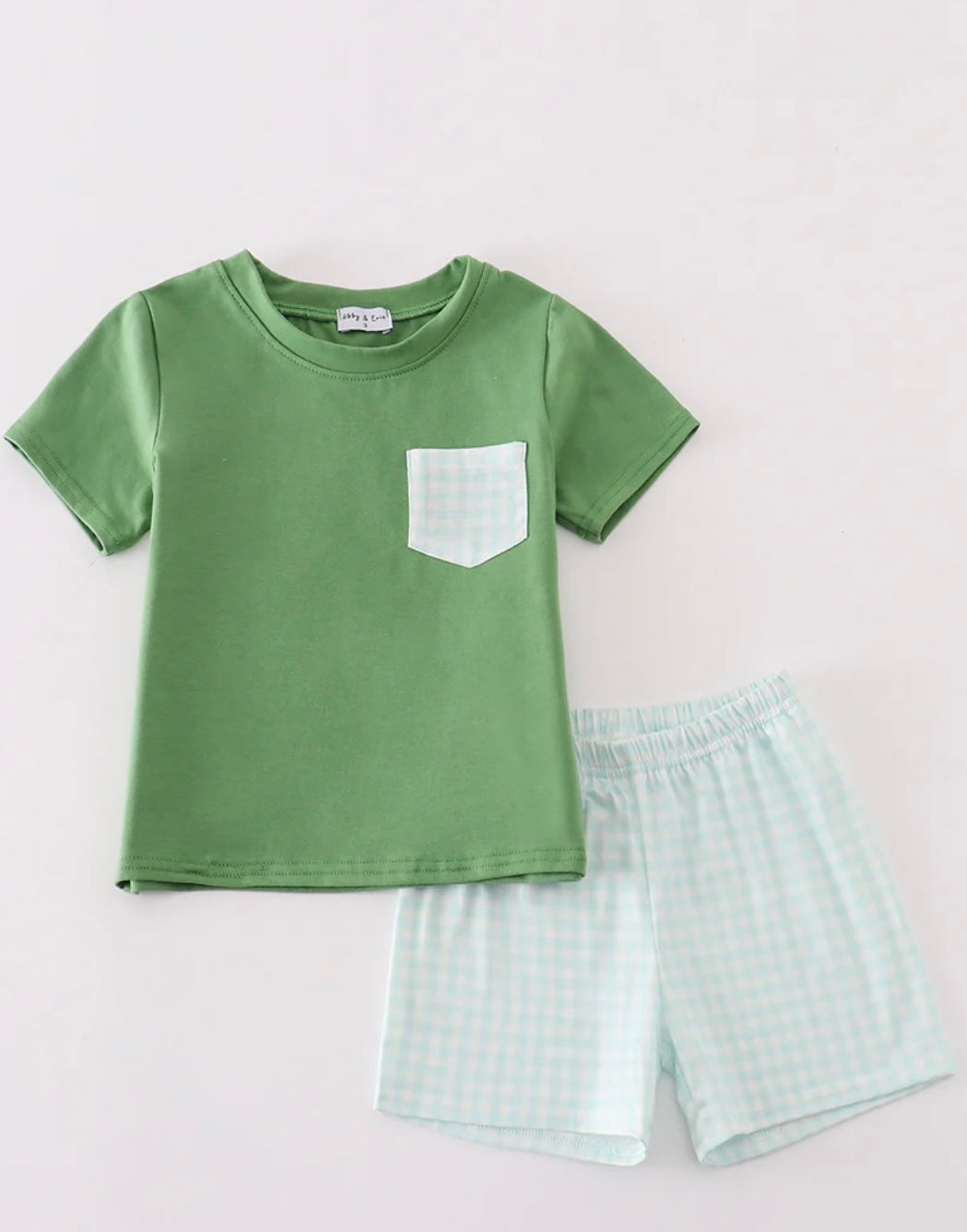 Green & Blue Gingham Short Set