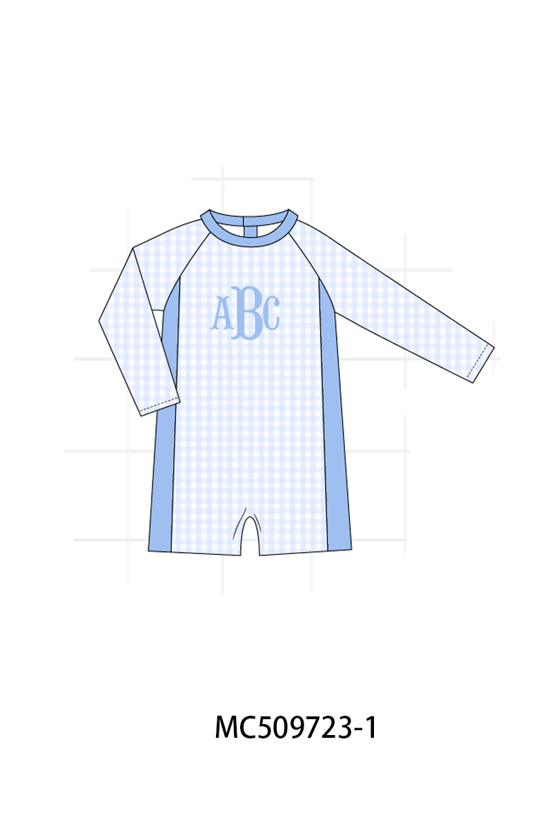 PO68 Blue bow floral monogram embroidery ruffle collection ETA MARCH