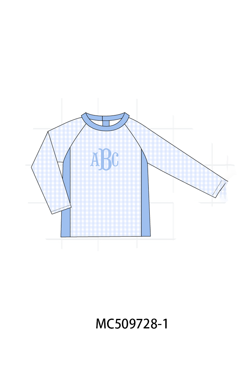 PO68 Blue bow floral monogram embroidery ruffle collection ETA MARCH