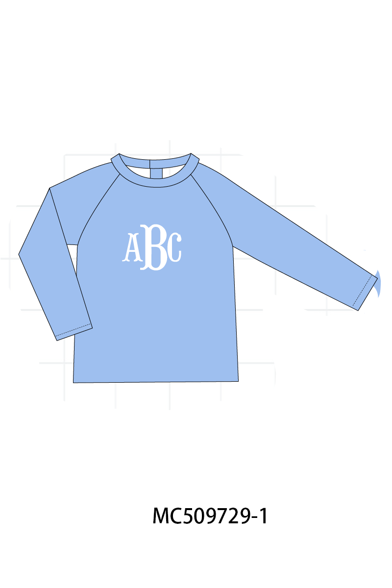 PO68 Blue bow floral monogram embroidery ruffle collection ETA MARCH
