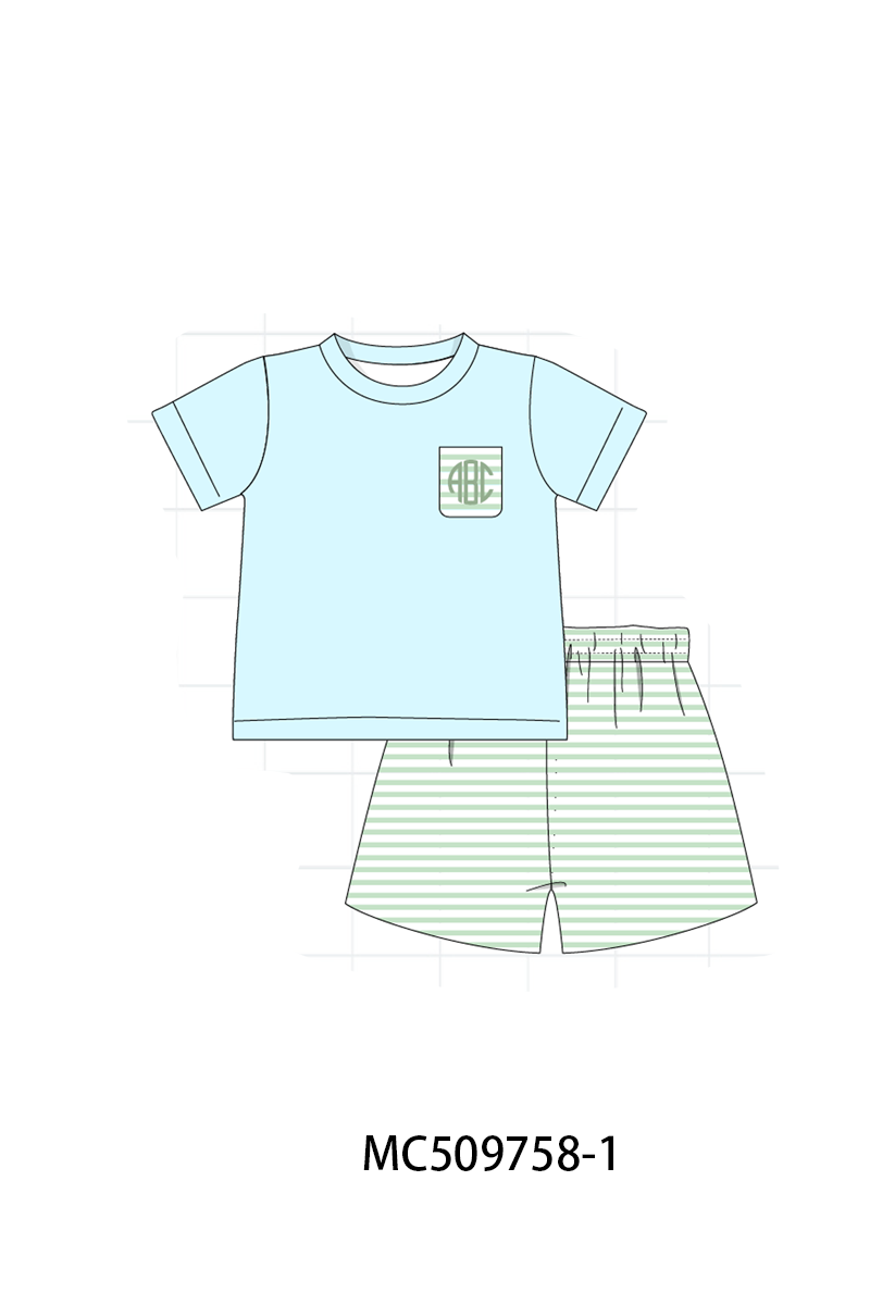 PO68 Green floral monogram smocked collection ETA MARCH