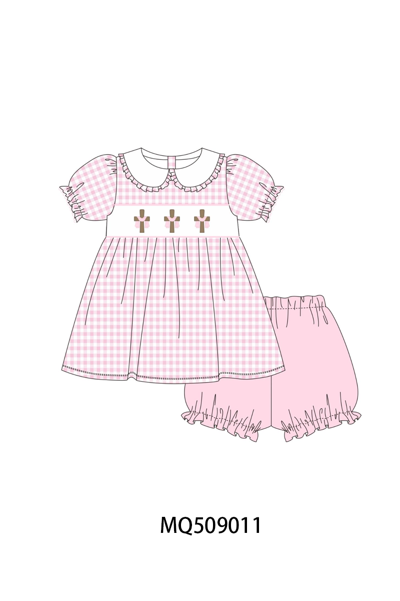 PO67 Easter cross embroidery gingham collection ETA MARCH