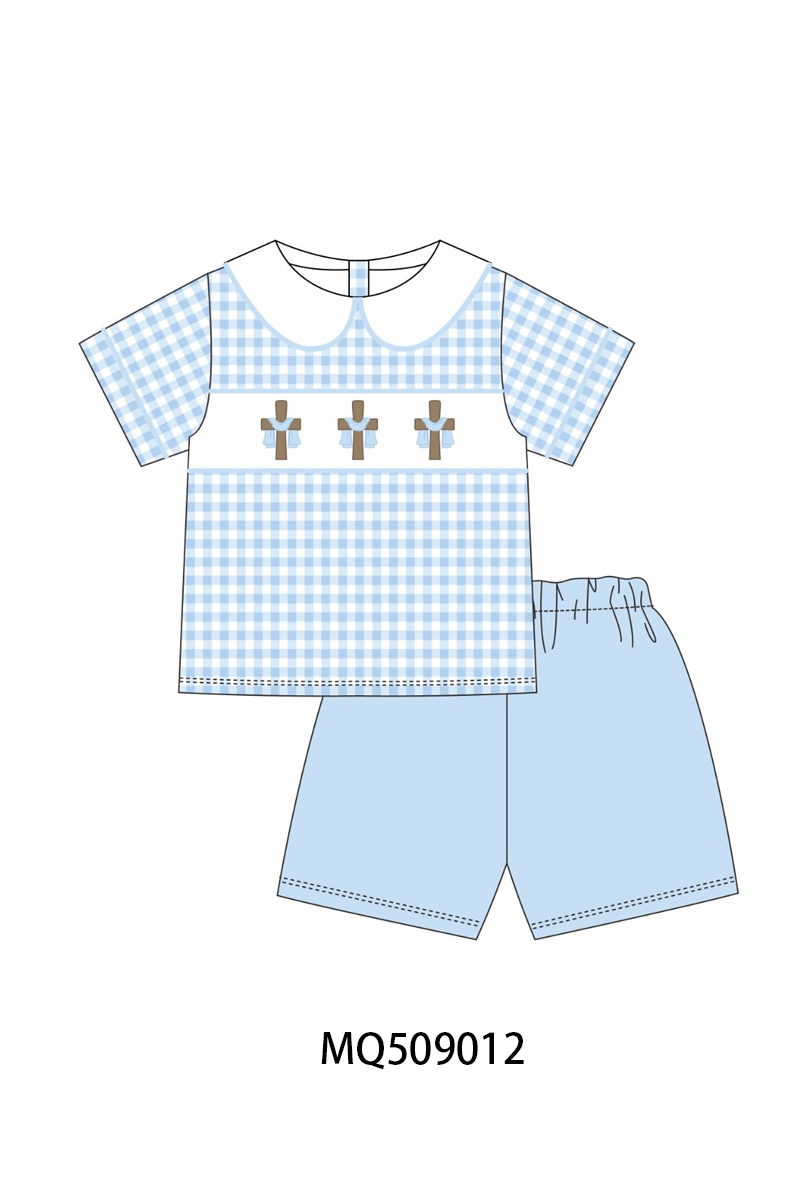 PO67 Easter cross embroidery gingham collection ETA MARCH