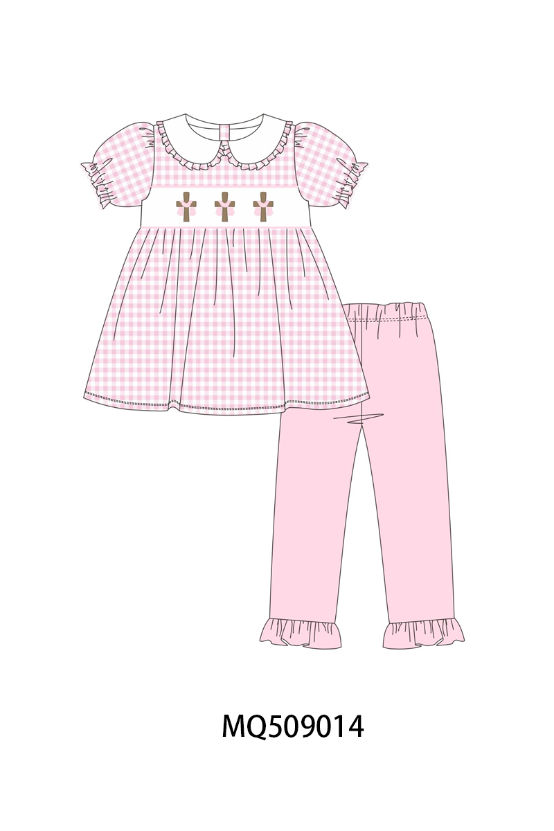 PO67 Easter cross embroidery gingham collection ETA MARCH