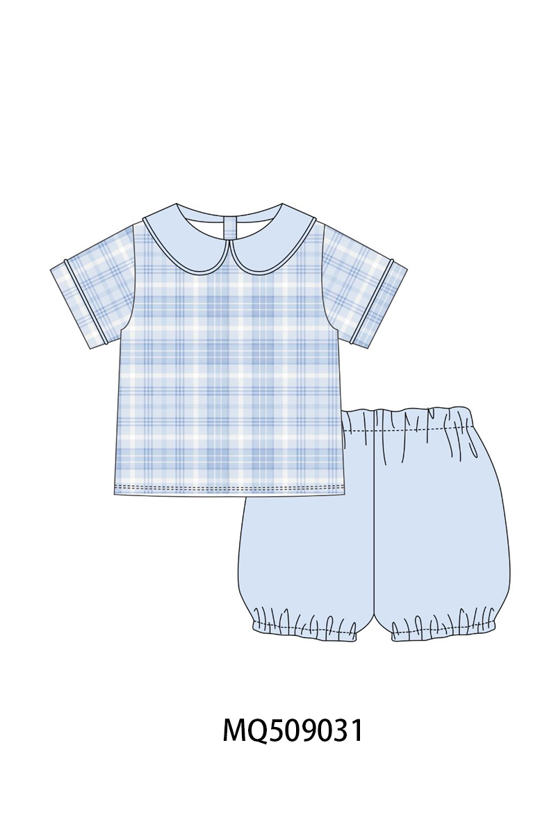 PO67 Blue floral print plaid collection ETA MARCH
