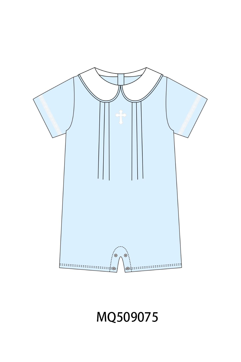 PO67 Blue easter cross embroidery ruffle collection ETA MARCH