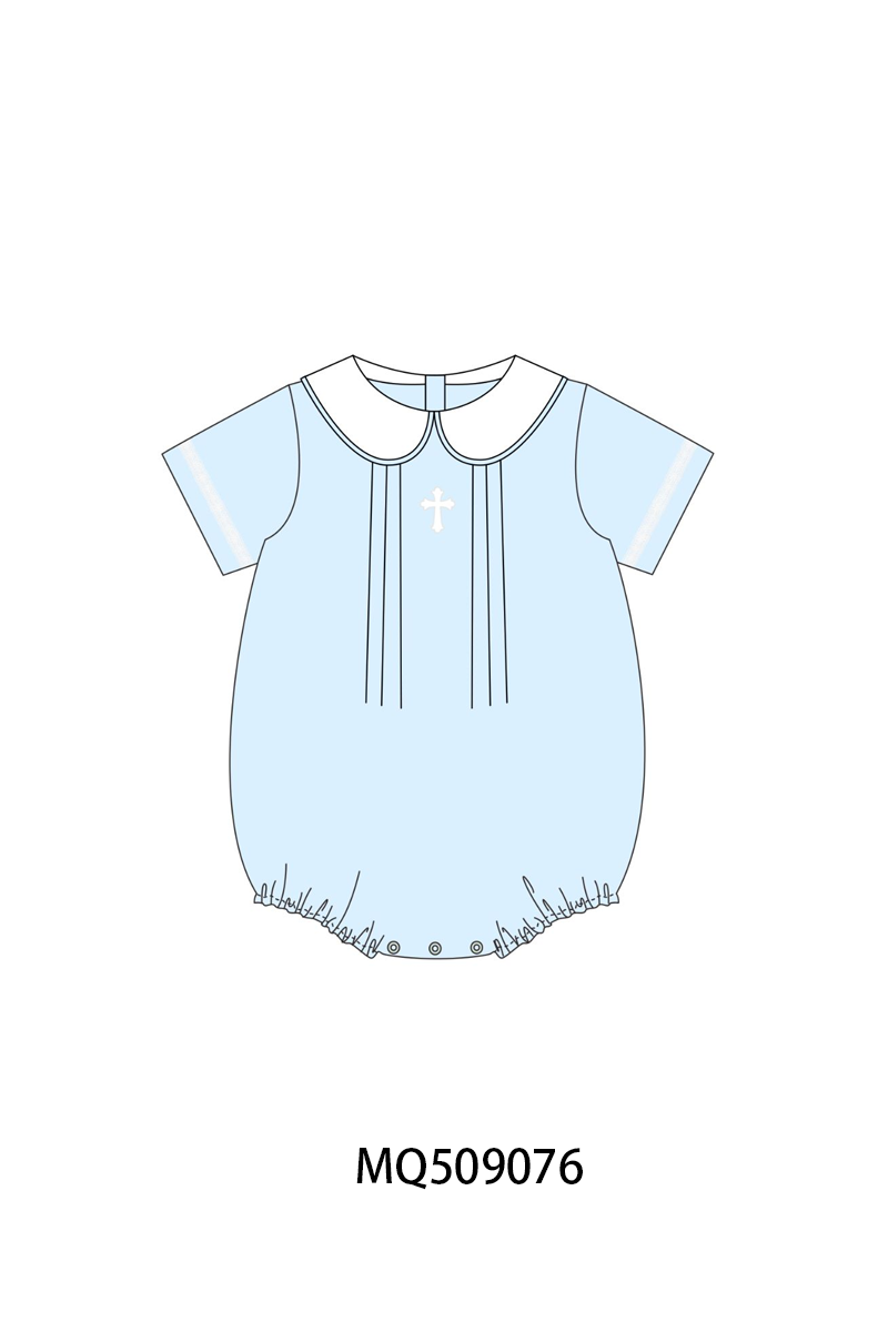 PO67 Blue easter cross embroidery ruffle collection ETA MARCH