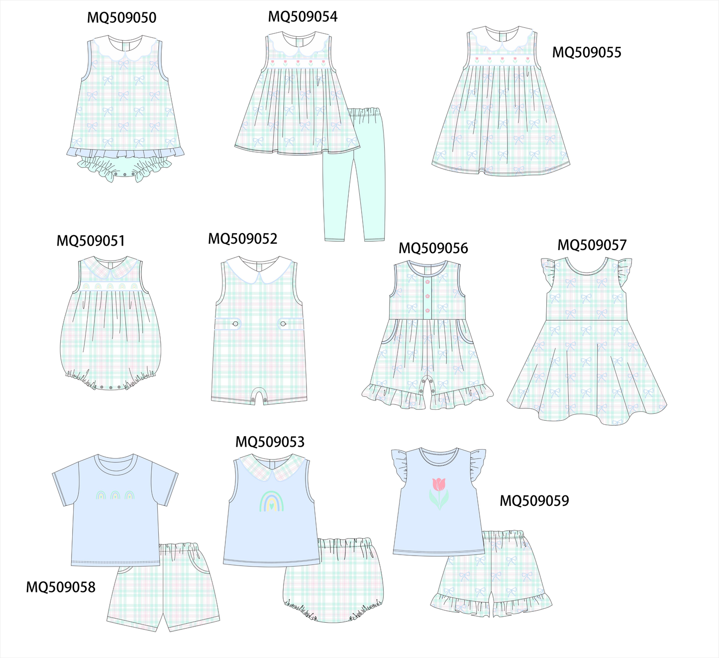 PO67 Mint bow rainbow embroidery plaid collection ETA MARCH