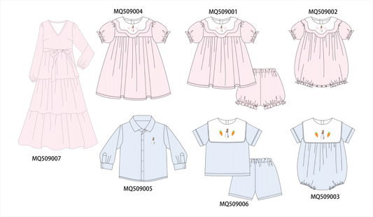 PO67 Easter bunny bow carrot embroidery stripe collection ETA MARCH