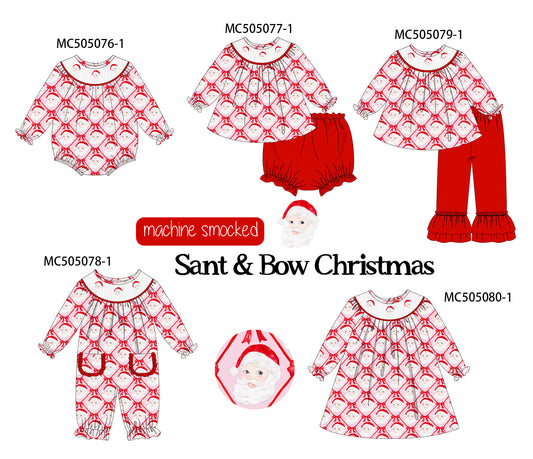 PO56 Red Christmas santa claus embroidery smocked collection ETA SEP