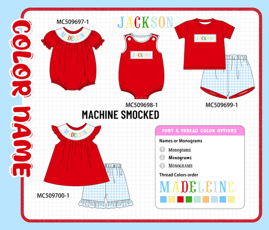 PO68 Red monogram smocked collection ETA MARCH