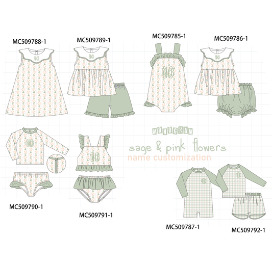 PO68 Sage floral monogram embroidery ruffle collection ETA MARCH