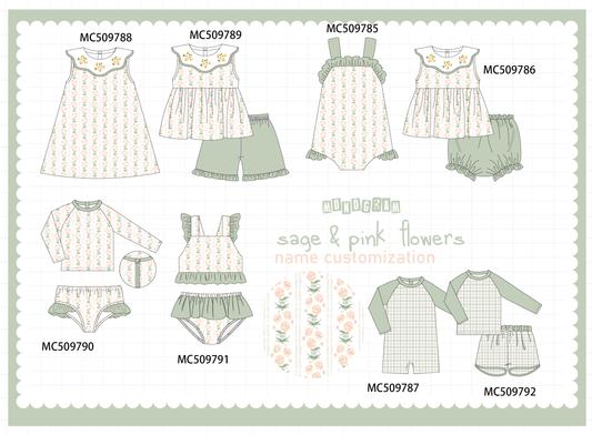 PO68 Sage floral print embroidery ruffle collection 1 ETA MARCH