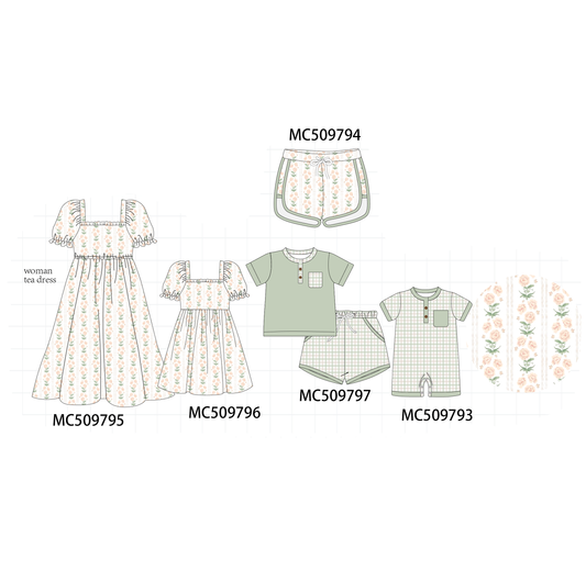 PO68 Sage floral print embroidery ruffle collection 2 ETA MARCH